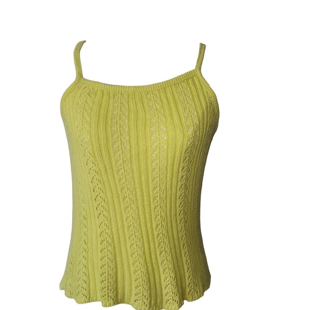 NWOT 366 Project Knit 100% Cotton Tank Top Womens Sz L Lime Green Y2K